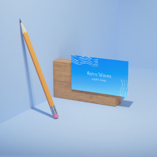 Tarjeta De Visita Olas Retro -gradiente azul