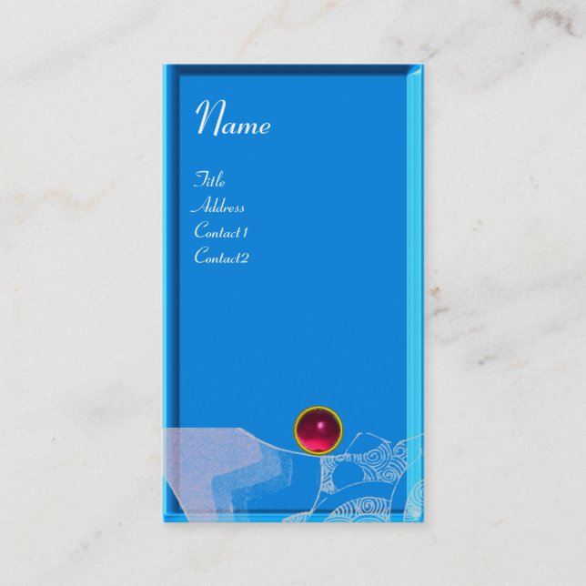 Tarjeta De Visita Olas RUBY MONOGRAM, azul rosado (Anverso)