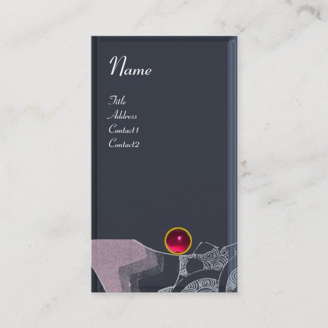 Tarjeta De Visita Olas RUBY MONOGRAM, azul rosado negro (Anverso)