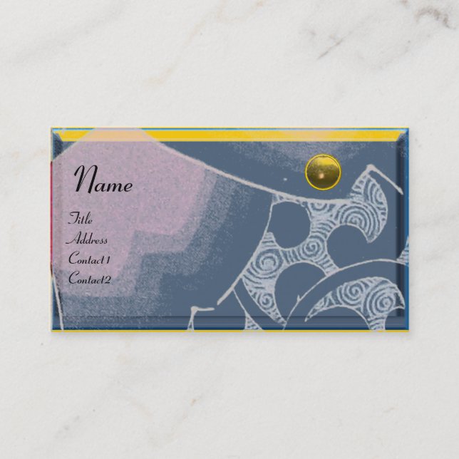Tarjeta De Visita OLAS TOPAZ MONOGRAMA,amarillo azul (Anverso)