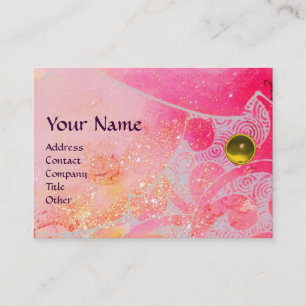 Tarjeta De Visita OLAS TOPAZIO MONOGRAMA, rosa brillante amarillo az