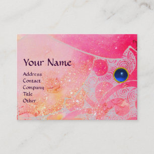 Tarjeta De Visita OLAS ZAFIRO MONOGRAMA, rosa brillante rojo púrpura