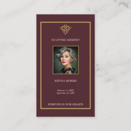Tarjeta De Visita Old Money Burgundy Funeral Prayer Card