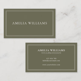 Tarjeta De Visita Olive Green Elegant Minimalist Professional