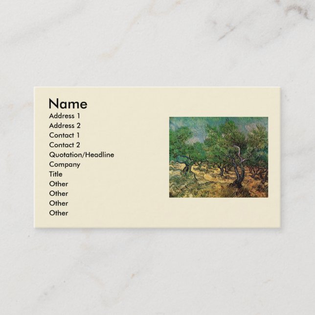 Tarjeta De Visita Olive Grove de Vincent van Gogh (Anverso)