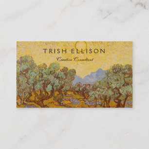Tarjeta De Visita Olivos de Van Gogh Cielo Sol Amarillo