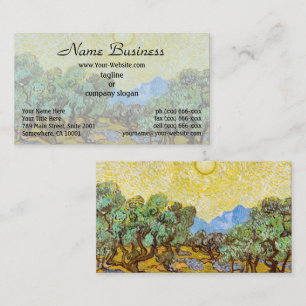 Tarjeta De Visita Olivos de Van Gogh - Sol y Cielo Dorado Arte