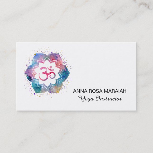 Tarjeta De Visita *~* Om Profesor de Yoga Reiki Masaje Mentalidad (Anverso)