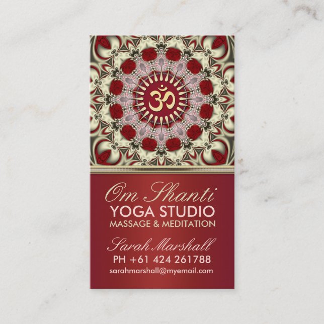 Tarjeta de visita Om Shanti Yoga Studio (Anverso)