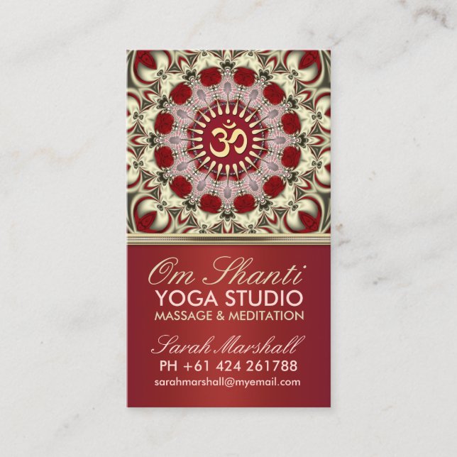 Tarjeta de visita Om Shanti Yoga Studio (Anverso)