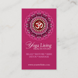 Tarjeta De Visita Om Yoga Pink Mandala New Age Business Cards