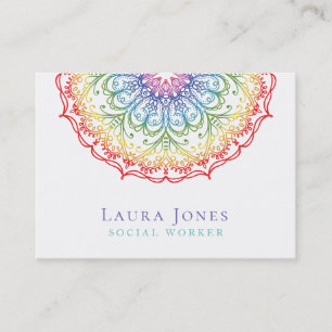 Tarjeta De Visita Ombre arcoiris Mandala Damas Hair Stylist