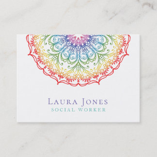 Tarjeta De Visita Ombre arcoiris Mandala Damas Hair Stylist
