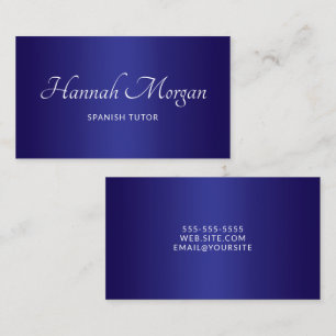 Tarjeta De Visita Ombre azul oscuro y profundo Escritura elegante