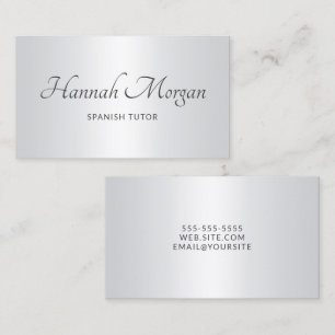 Tarjeta De Visita Ombre Blanco Gris Claro Elegante Script