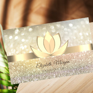 Tarjeta De Visita Ombre Bokeh Dorado Profesional, Yoga de Loto