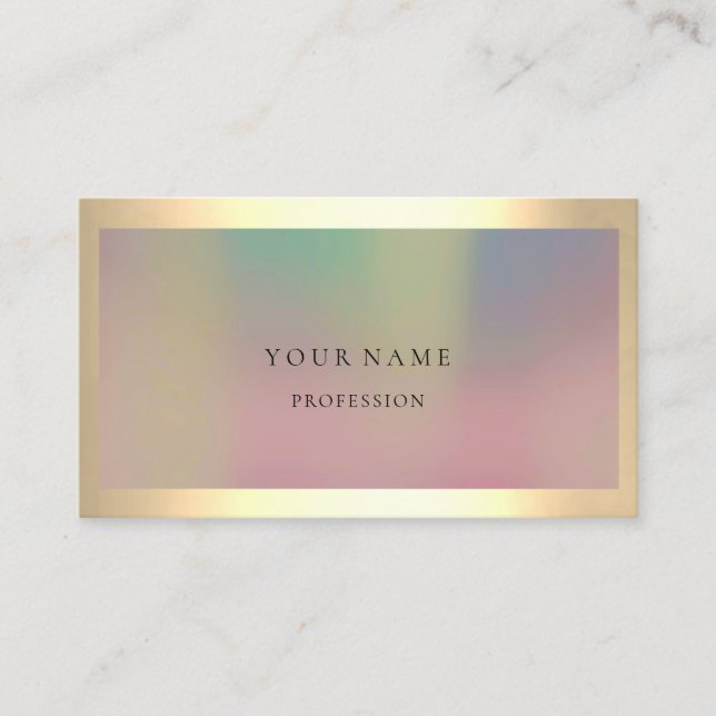 Tarjeta De Visita Ombre con marco simple de oro profesional mínimo (Anverso)