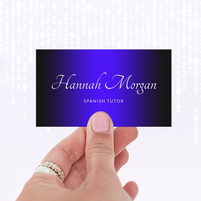 Tarjeta De Visita Ombre elegante azul ultramarino negro (Create your own gradient business cards.)