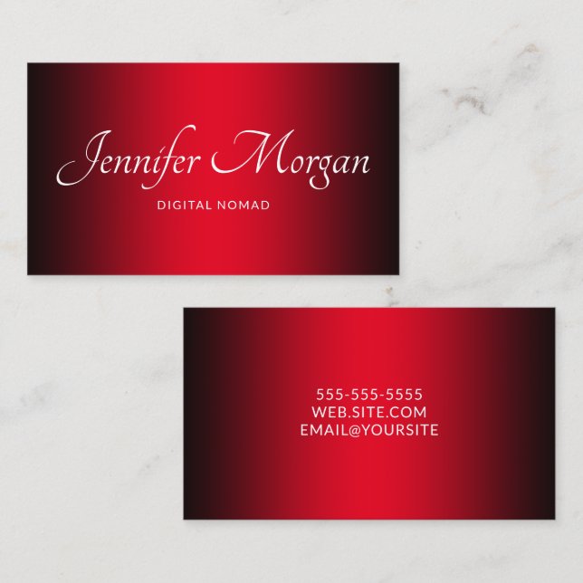 Tarjeta De Visita Ombre elegante negro y rojo (Anverso / Reverso)