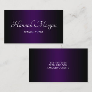Tarjeta De Visita Ombre Elegante Script Morado Oscuro Negro