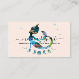 Tarjeta De Visita Ombre espiritual zodiacal luna sirena beige