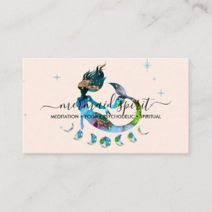 Tarjeta De Visita Ombre espiritual zodiacal luna sirena beige