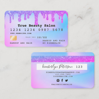 Tarjeta De Visita Ombre glitter credit card monogram 