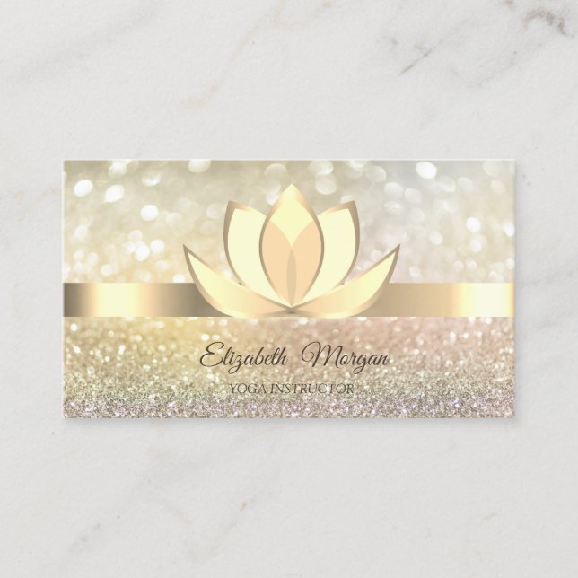 Tarjeta De Visita Ombre Ombre Bokeh Profesional Gold,Lotus Yoga (Anverso)