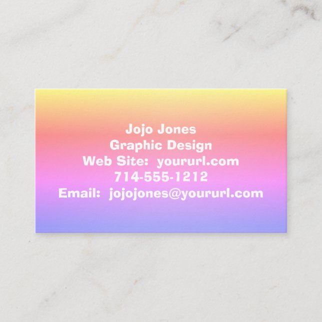 Tarjeta De Visita Ombre Pink Purple Rainbow 4Adrian (Anverso)