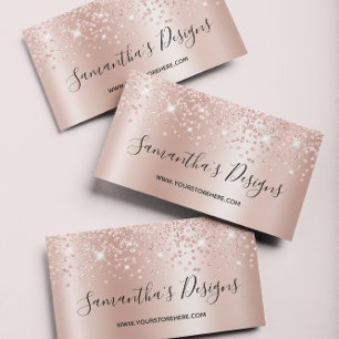 Tarjeta De Visita Ombre, Purpurina Rosa de Confetti Gold