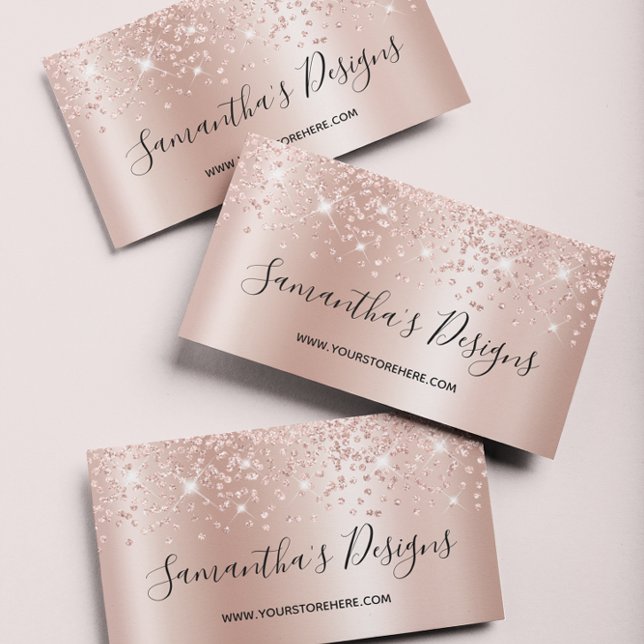 Tarjeta De Visita Ombre, Purpurina Rosa de Confetti Gold (Rose Gold Business Cards)