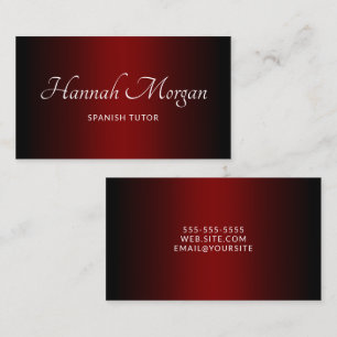 Tarjeta De Visita Ombre Rojo Profundo Negro Escritura Elegante