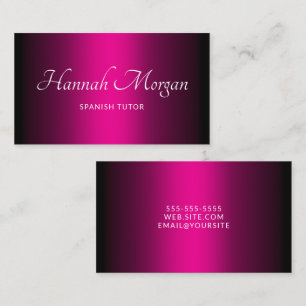 Tarjeta De Visita Ombre Rosa Caliente Negro Escritura Elegante