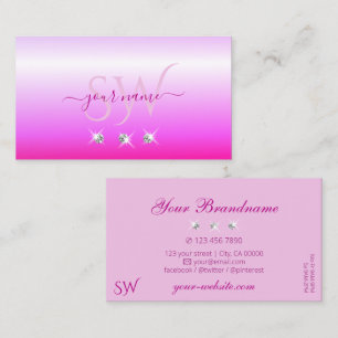 Tarjeta De Visita Ombre Rosa De Lujo Sparkling Diamonds Initials Lux