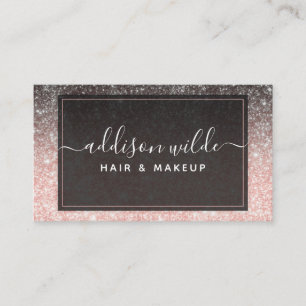 Tarjeta De Visita Ombre Rosa y Negro Brillo Moderno Chic de Lujo