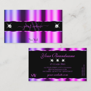 Tarjeta De Visita Ombre rosado púrpura en monograma de joyas de cent