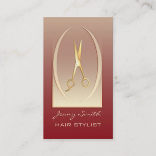 Tarjeta De Visita Ombre suave y elegante tijeras de oro de lujo