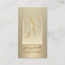 Tarjeta De Visita Ombre suave y elegante tijeras de oro de lujo
