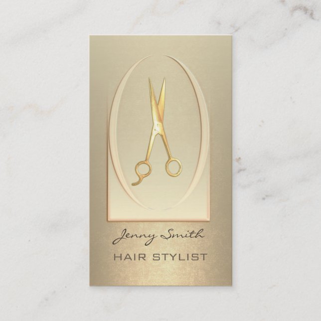 Tarjeta De Visita Ombre suave y elegante tijeras de oro de lujo (Anverso)