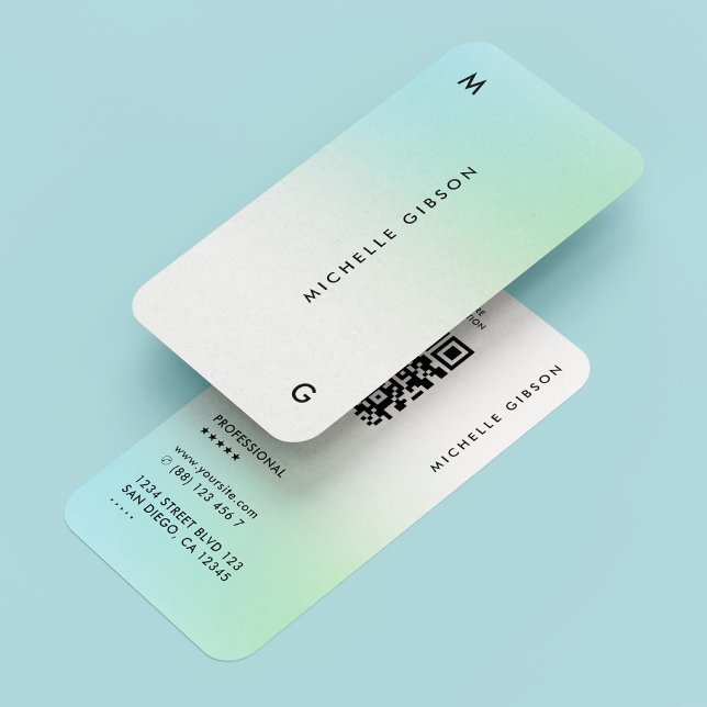 Tarjeta De Visita Ómbre Verde azulado profesional mínimo simple (Professional Teal Ombre Minimal Simple Business Card
)