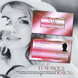 Tarjeta De Visita Ombre verde rosa brillante con monograma y foto