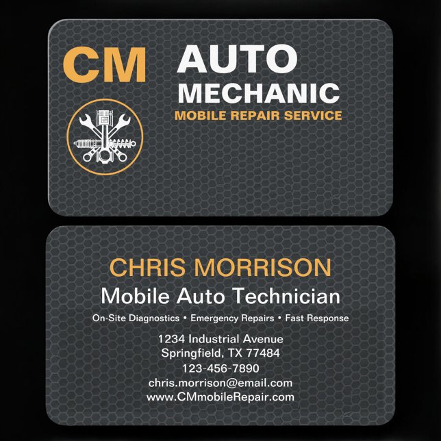 Tarjeta De Visita On-Site Mobile Car Repair Mechanic Contact (Subido por el creador)
