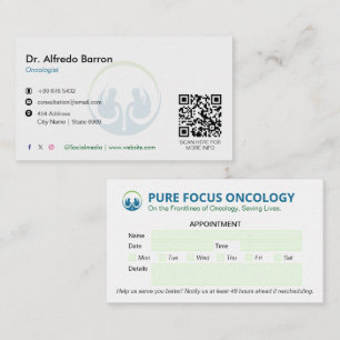 Tarjeta De Visita Oncología Clínica de Negocios   Cita simple