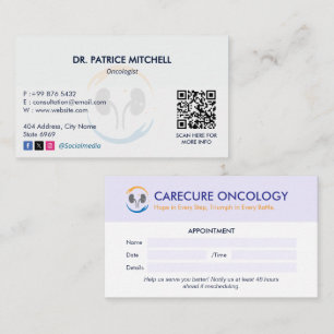 Tarjeta De Visita Oncología Clínica de Negocios   Cita simple