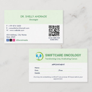 Tarjeta De Visita Oncología Clínica de Negocios   Cita simple