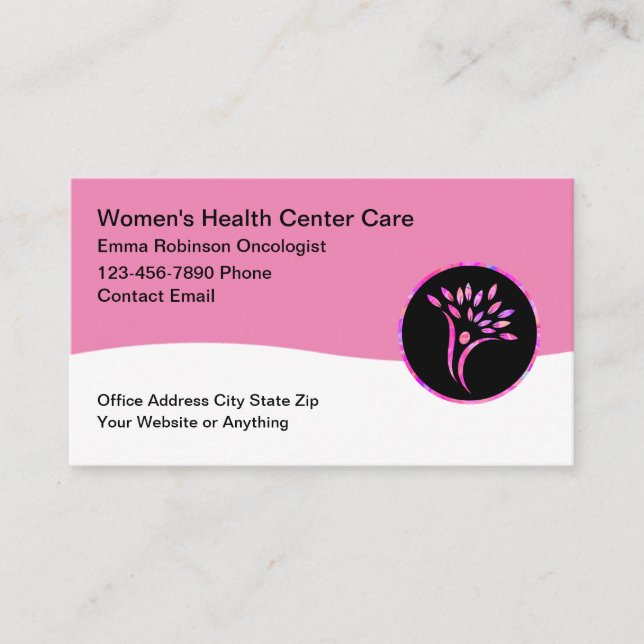 Tarjeta De Visita Oncología médica Cáncer Salud de las mujeres (Anverso)