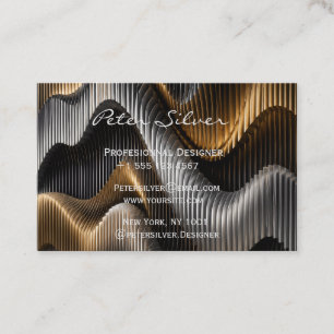 Tarjeta De Visita Onda abstracta de oro negro de lujo