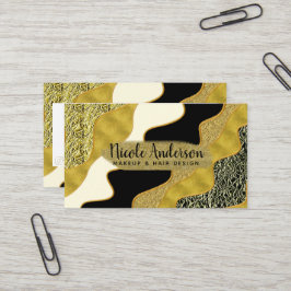 Tarjeta De Visita Onda abstracta dorada moderna glamour dorado de mo