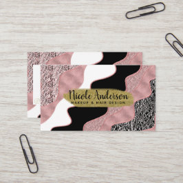 Tarjeta De Visita Onda Abstracta Rosa Dorado Moderno Glamour Tendenc