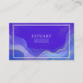 Tarjeta De Visita Onda Brillante Abstracta Moderna Elegante Azul Dor